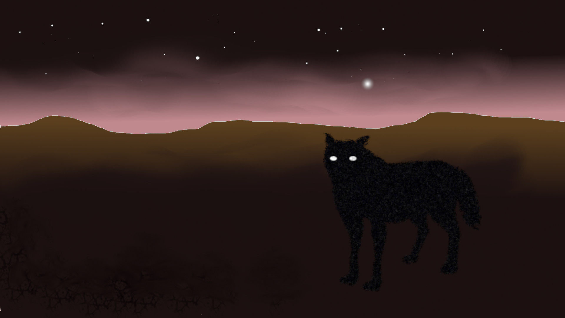 black dog on dark horizon
